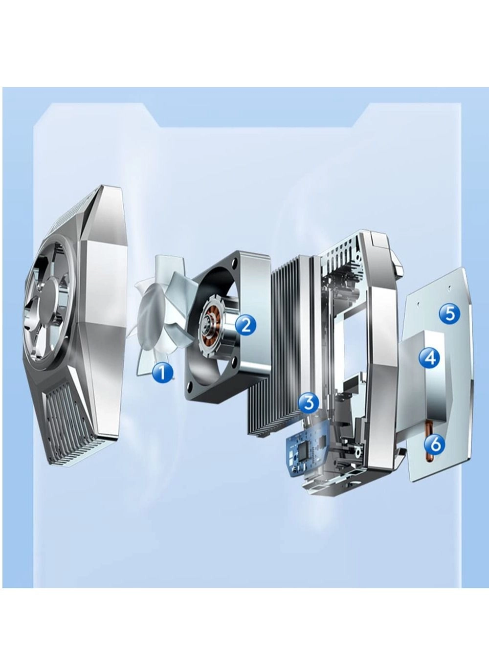 Phone Cooling Fan - Portable Mini Heatsink Silver