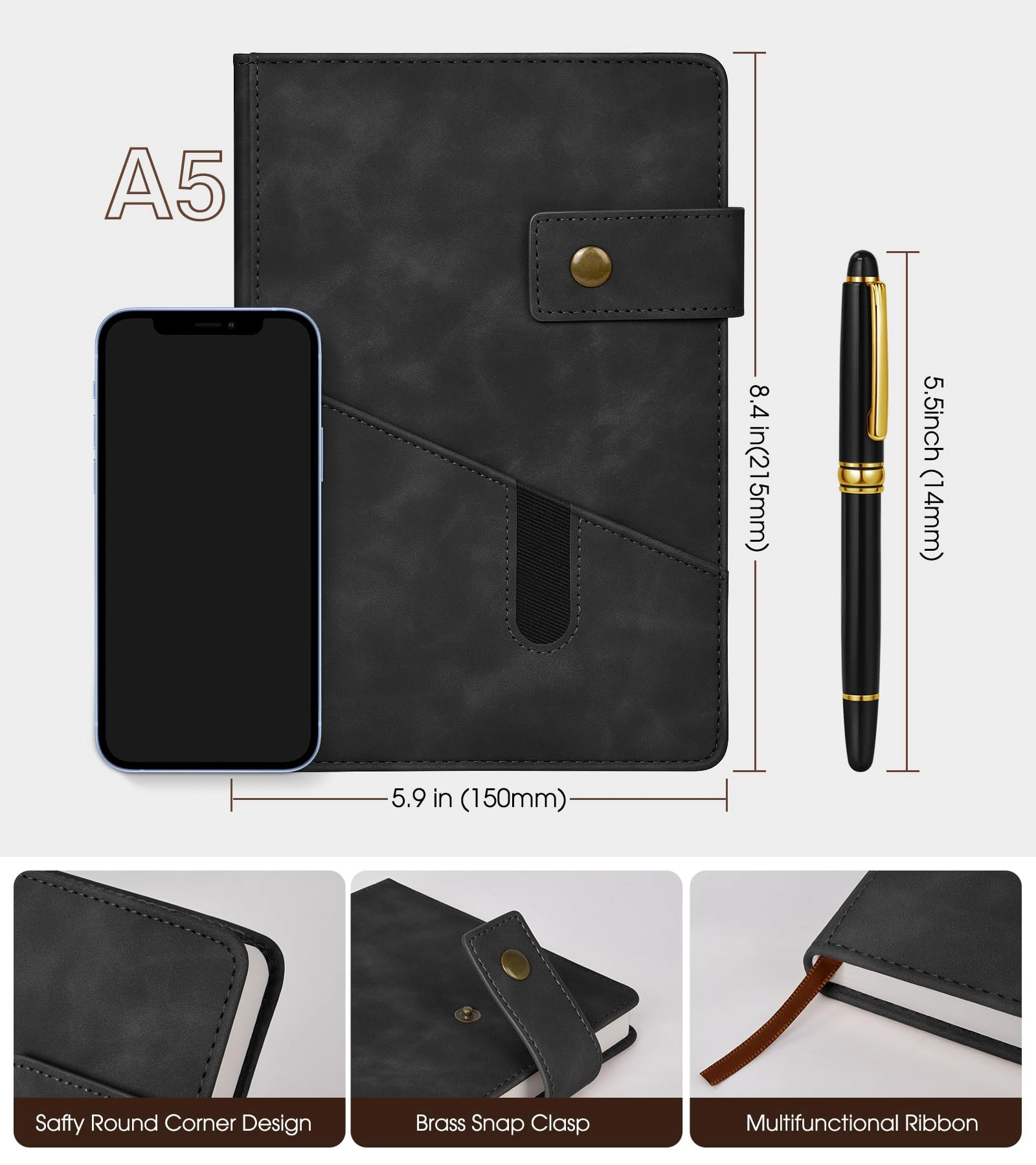 Lined Leather Journal - A5 200 Pages