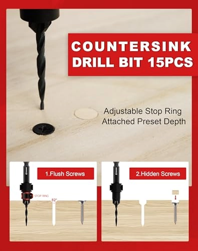 Countersink Drill Bit Set - Nitride-treated HSS 15 PCS