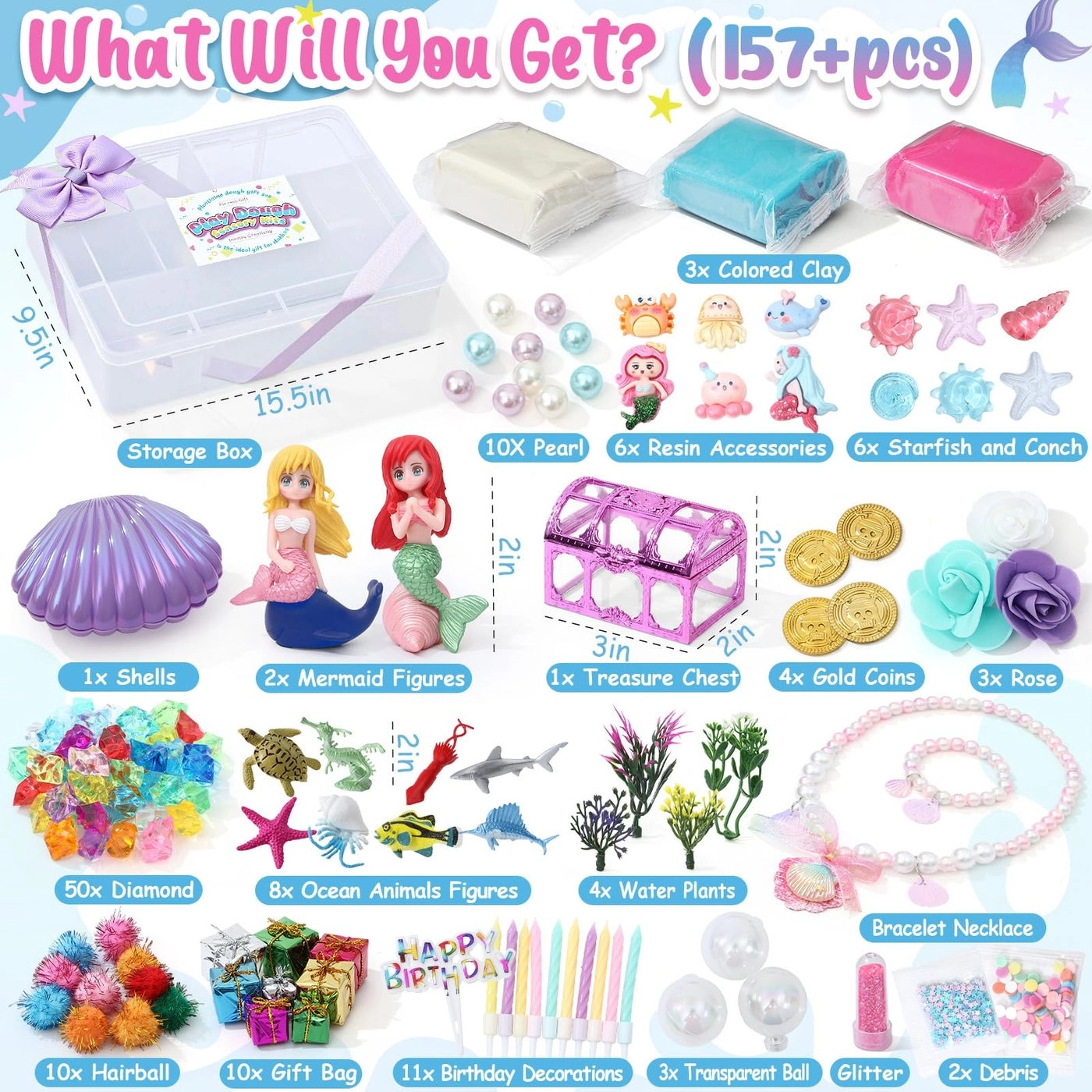 Mermaid Sensory Dough Kit - 3 Packs