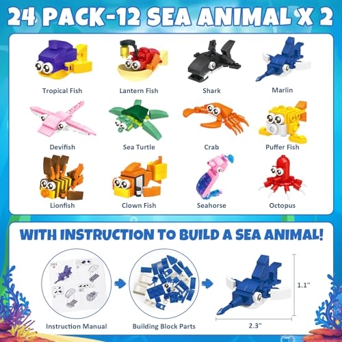 Marine Animal Building Blocks - 24pcs