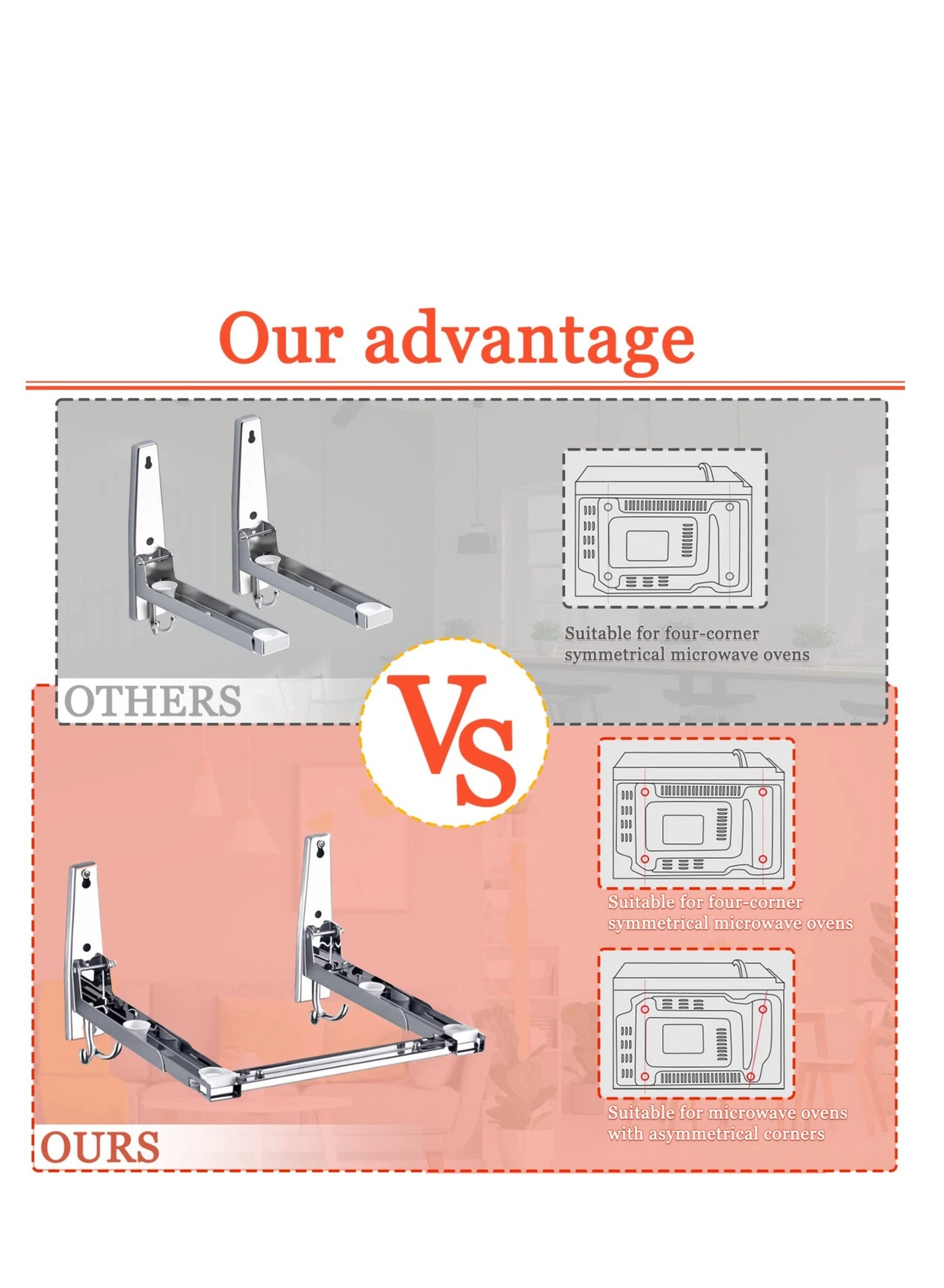 Microwave Shelf - 304 Stainless Steel 220mm-400mm 77lbs/35kg