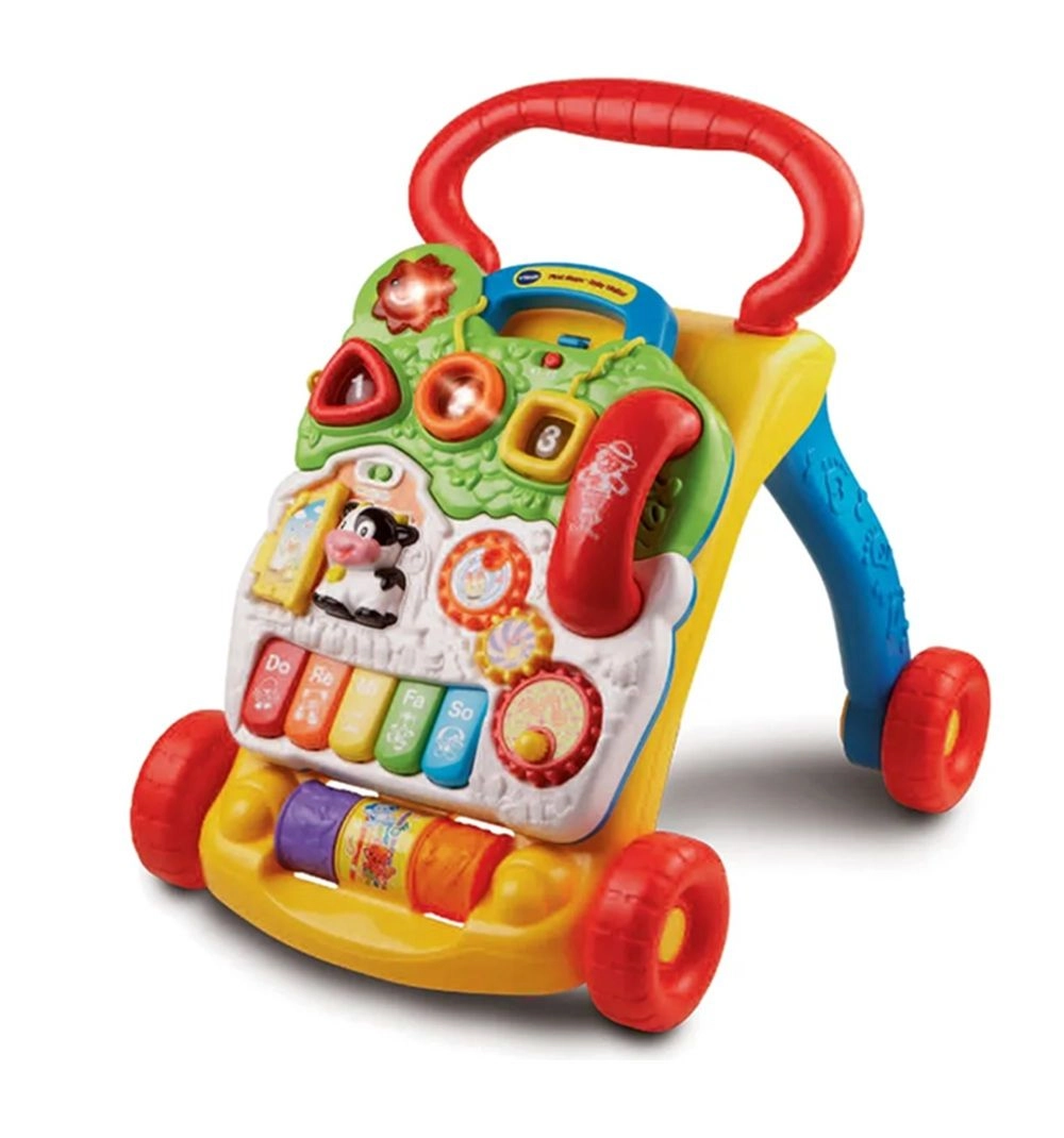 First Steps Baby Walker - Pink/Blue/Yellow 12 Months