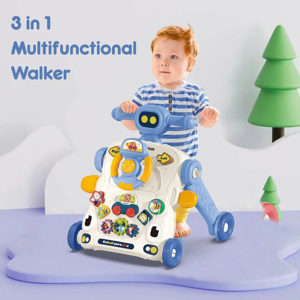 3-in-1 Baby Walker - Musical Keyboard Learning Table Mode
