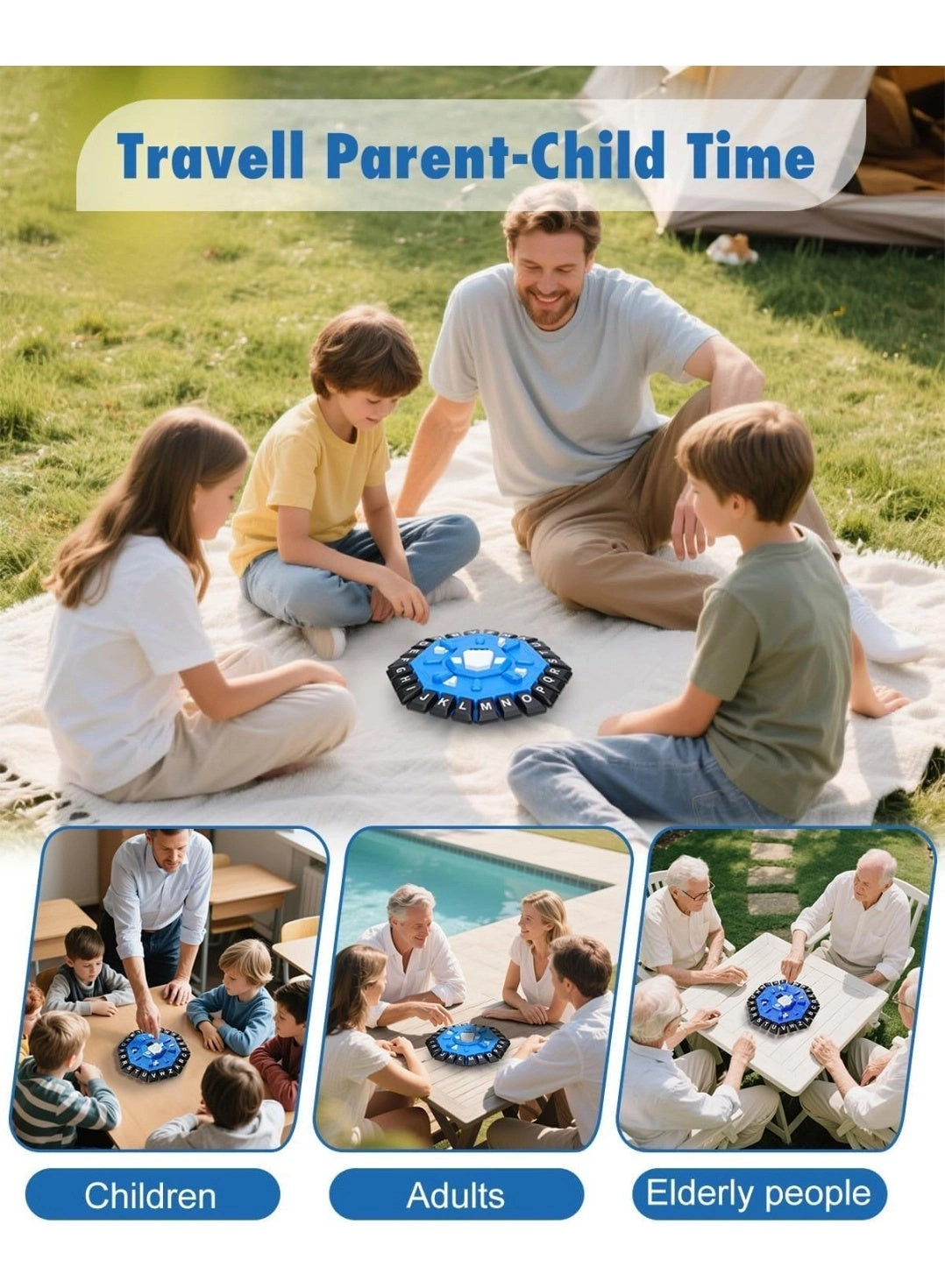 Interactive Word Game - Digital Timer 2 Modes 24-Letter Alphabet Board