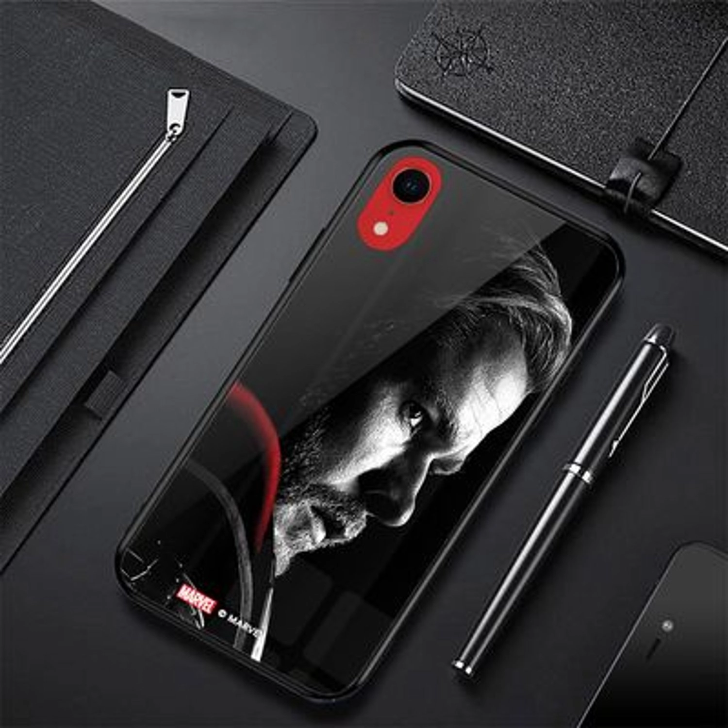 Thor's side profile Back Case TPU Bumper Case + Tempered Glass Back for iPhone XR