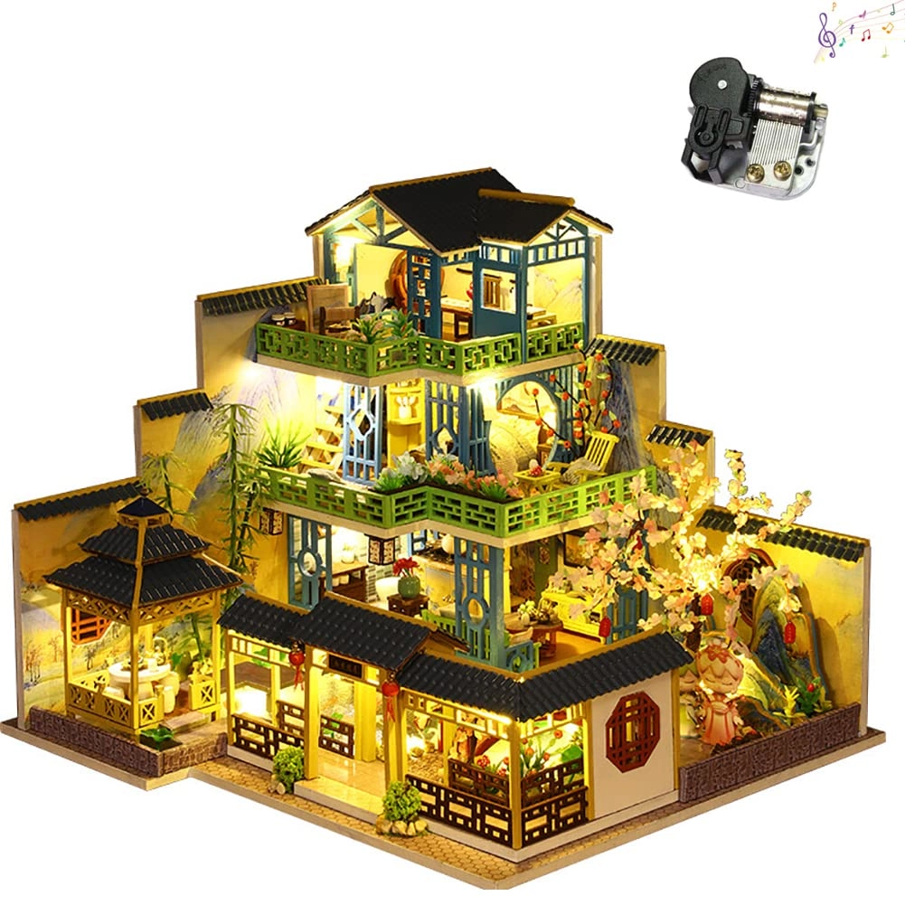 TOPBSFARNY 3D Wooden Assembly Dollhouse - Paper Wood P013-zy