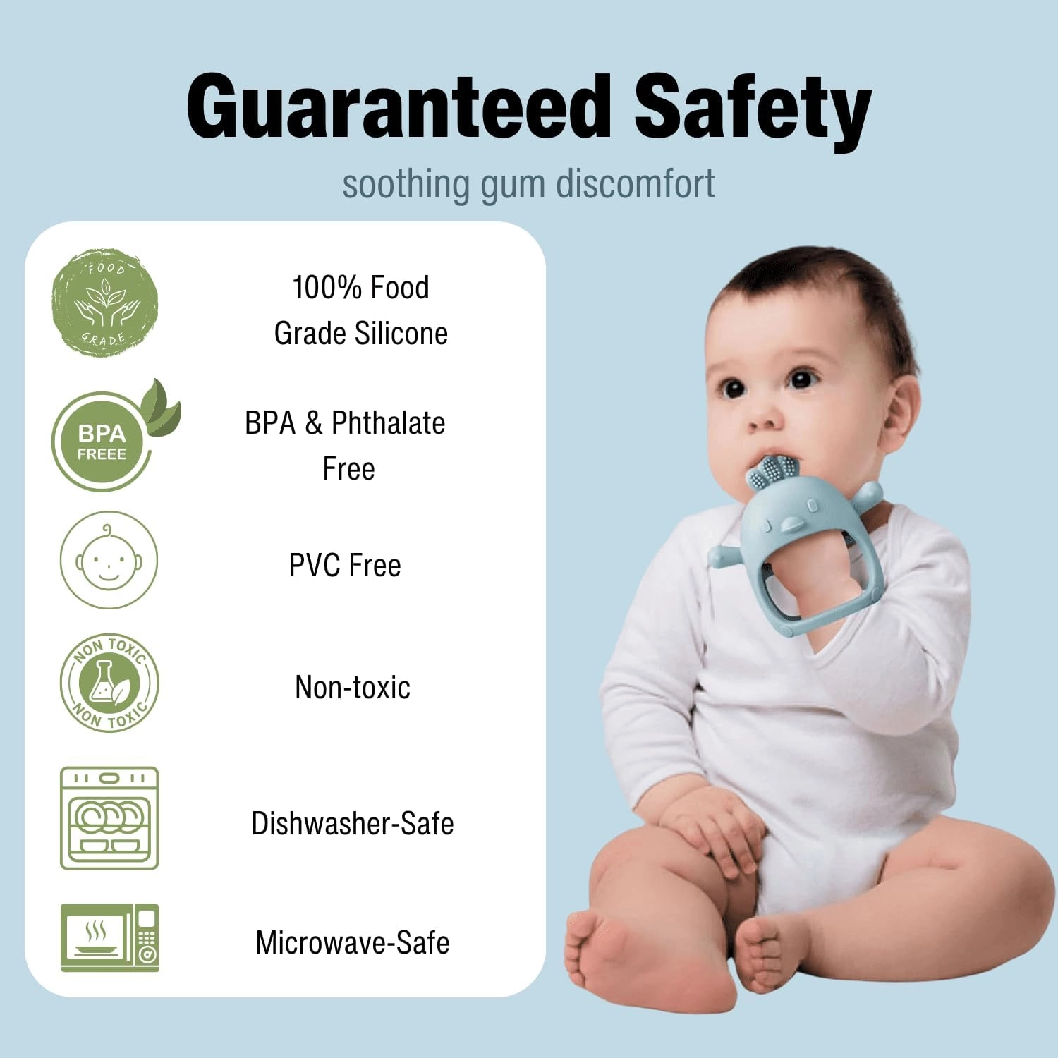 2 in 1 Teether - Beech Wood, Silicone