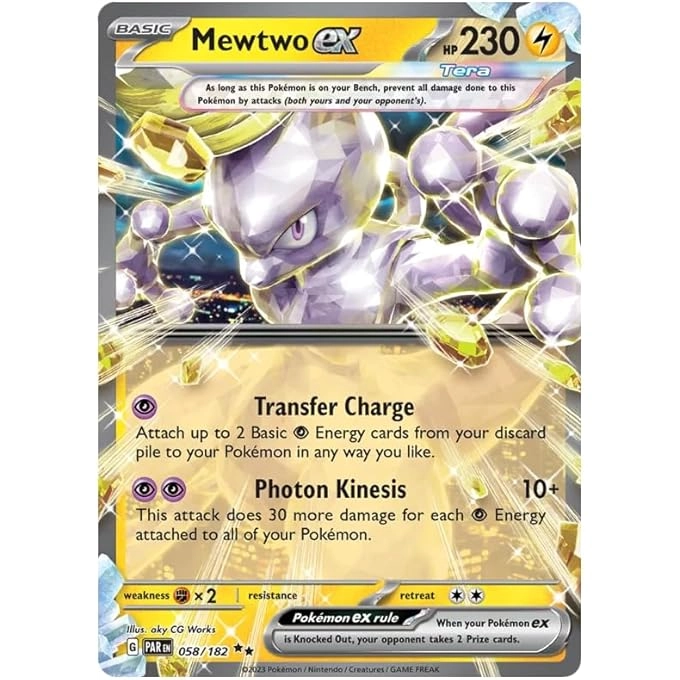 rayihni Pokémon MEWTWO 058/182 - SV04 PARADOX RIFT + TITANCARDS TOPLOADER - 1X
