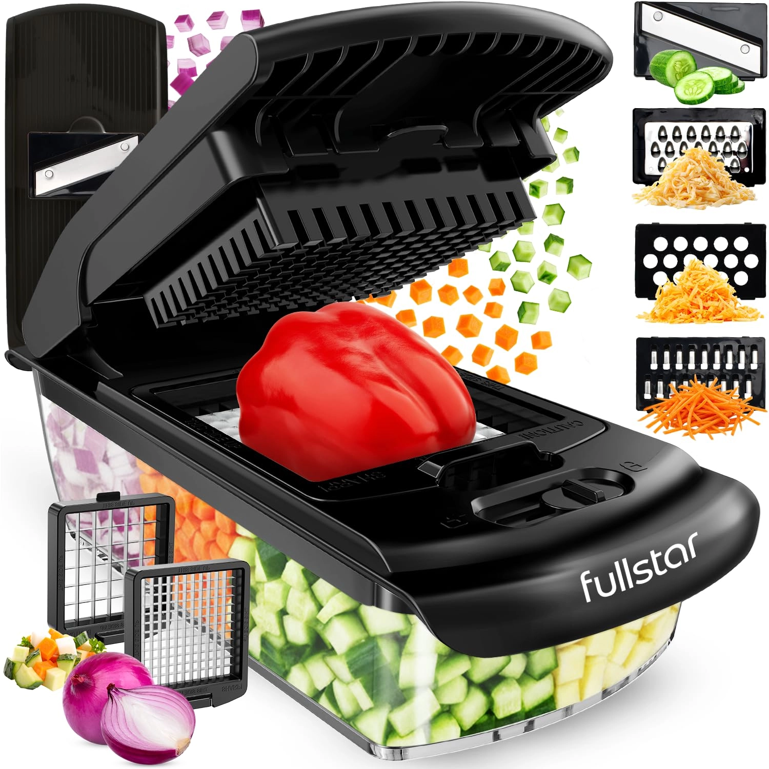 Fullstar The Original Pro Chopper - 5-cup 6 in 1 Vegetable Chopper Mandoline Slicer