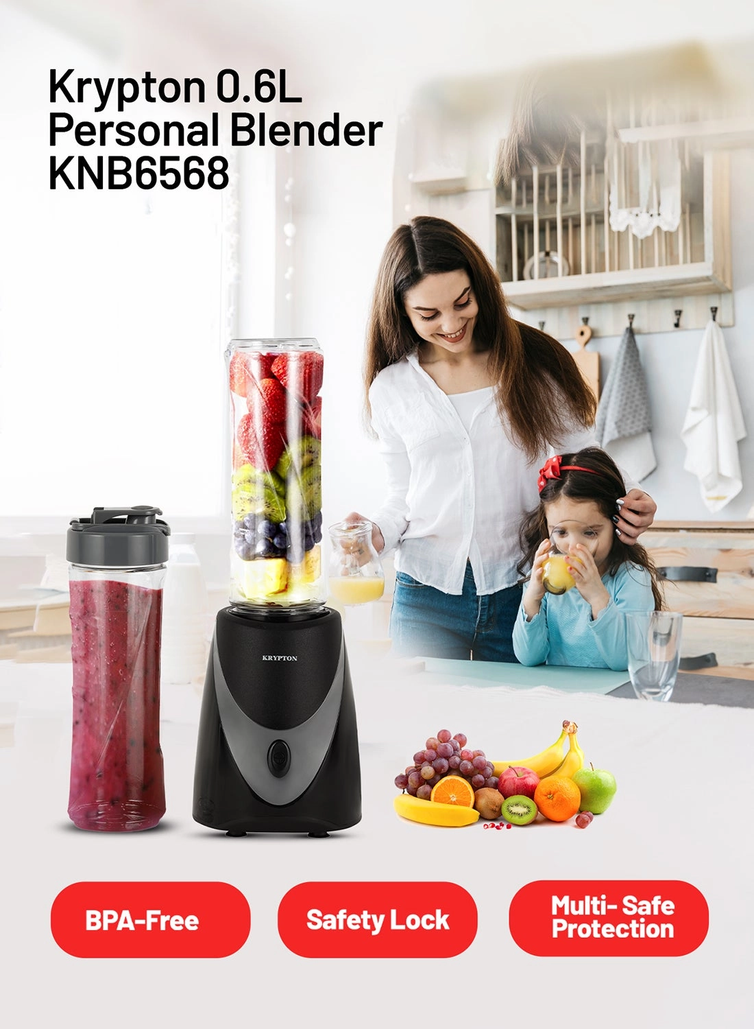 KNB6568 - Personal Blender One Speed Stainless Steel Blade 2 Tritan Bottles