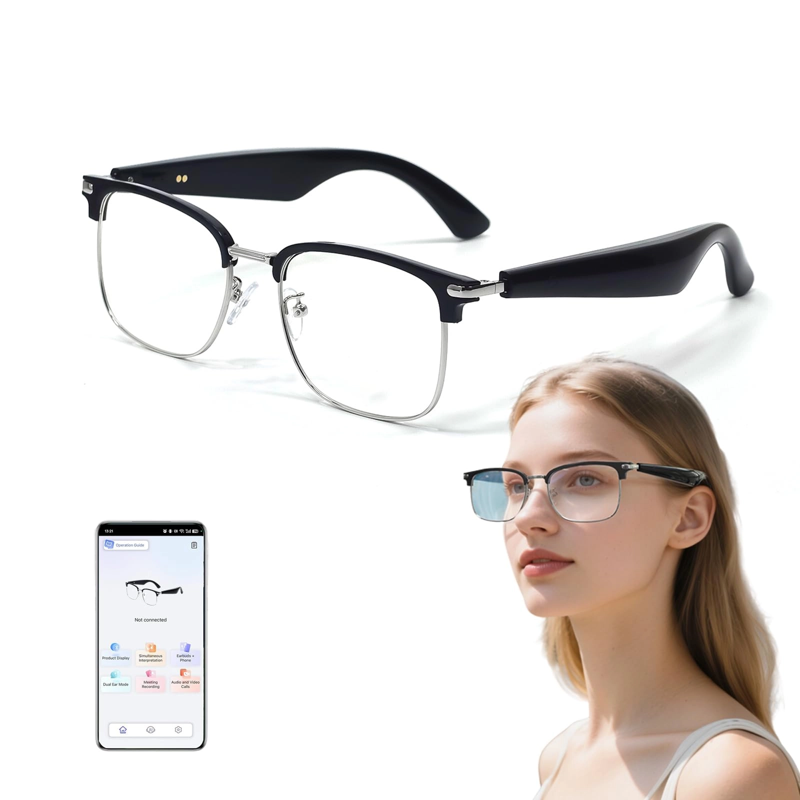 Yosugar Smart Translation Glasses - 110+ Languages Bluetooth