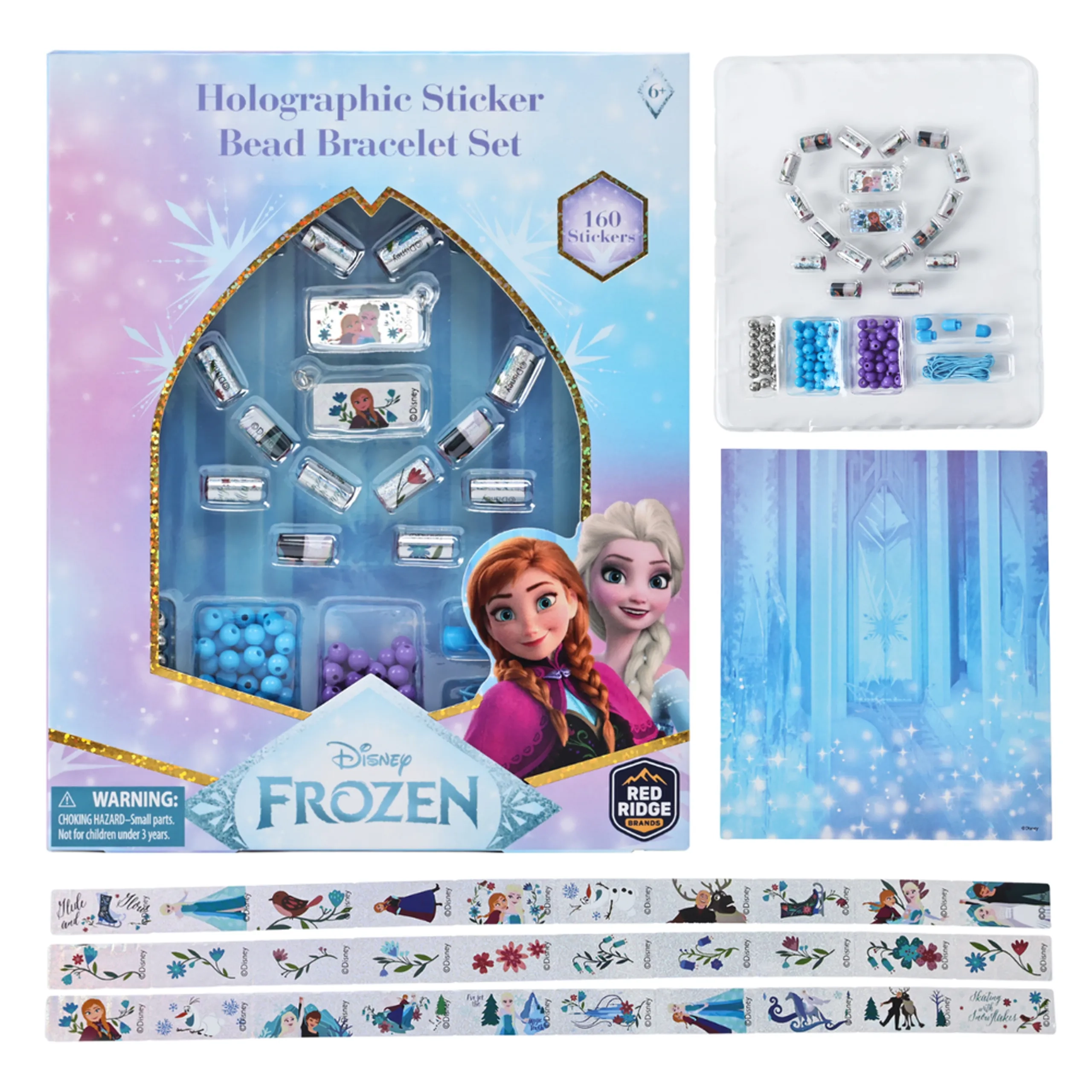 Frozen Holographic Sticker Bead Bracelet Making Craft Set - 160pc Heart-Shaped