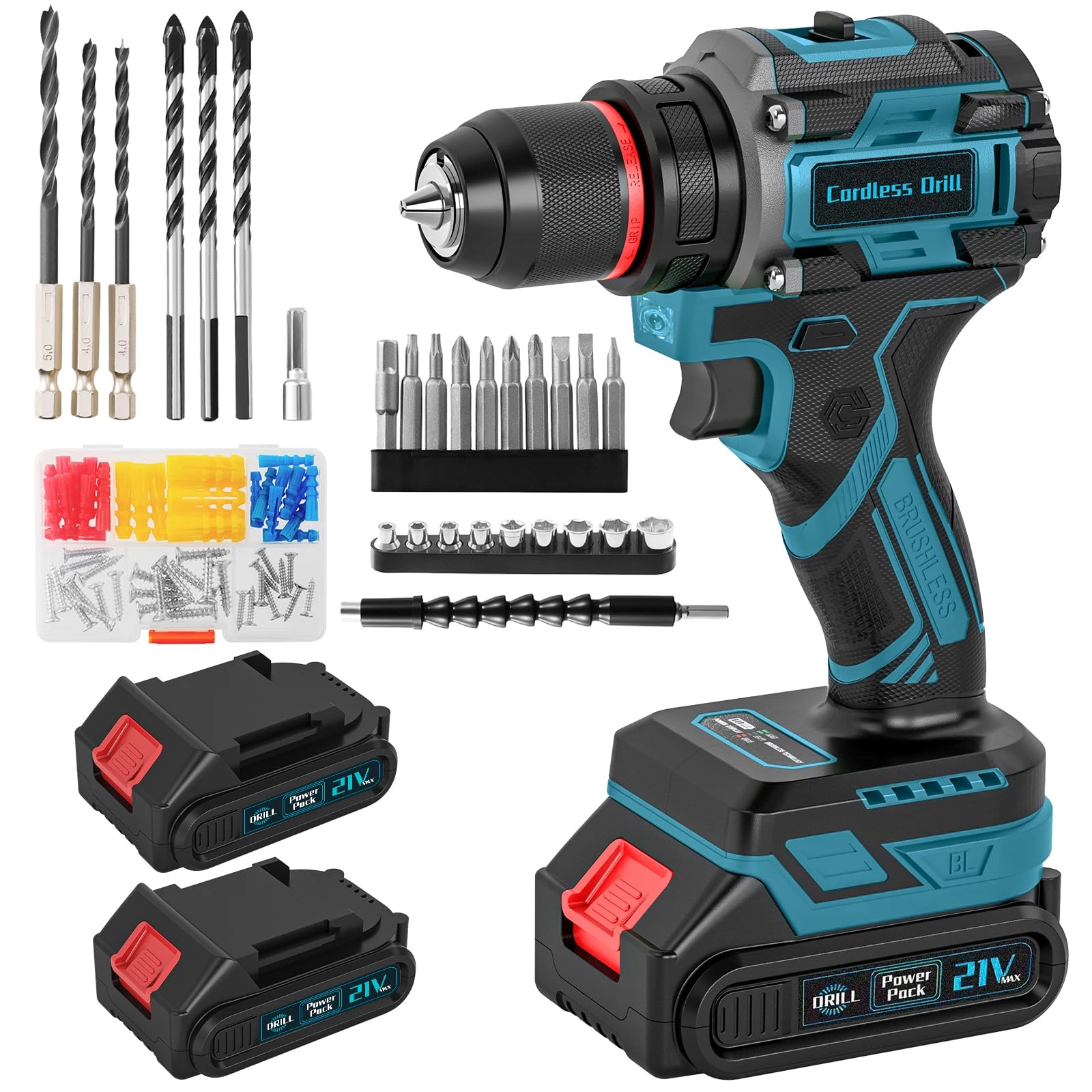 Cordless Brushless Power Drill - 4000 Milliamp Hours