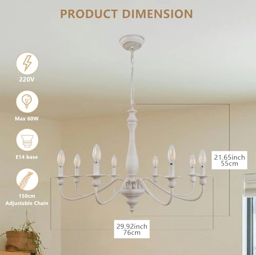 Traditional White Pendant Lamp - 150 cm