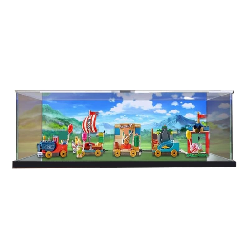 HCAEIOFJ Display Case (43212) - Clear Acrylic Black Bottom+background 55x10x15cm