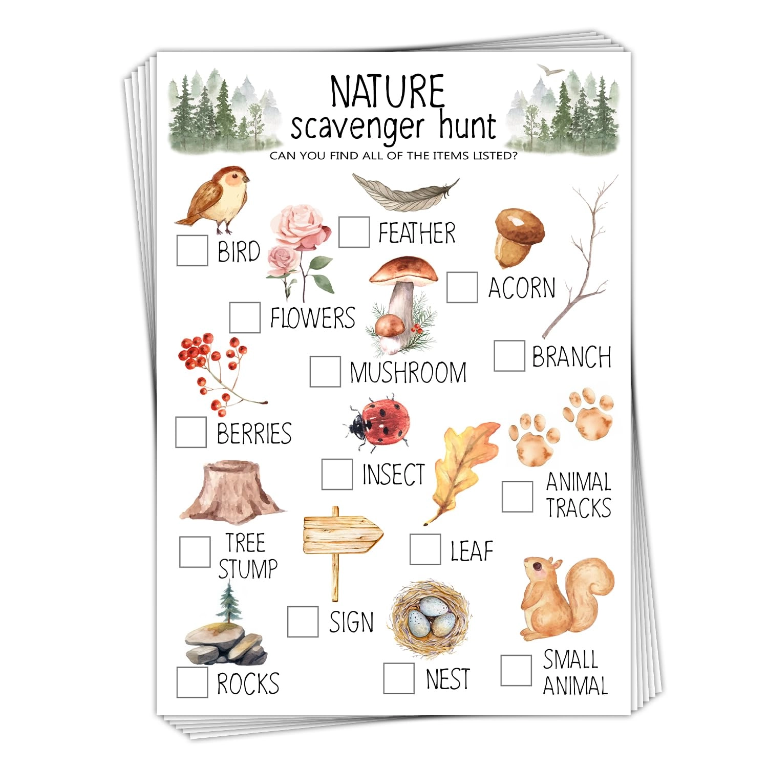 bxtala Nature Scavenger Hunt Cards - 30 Teen