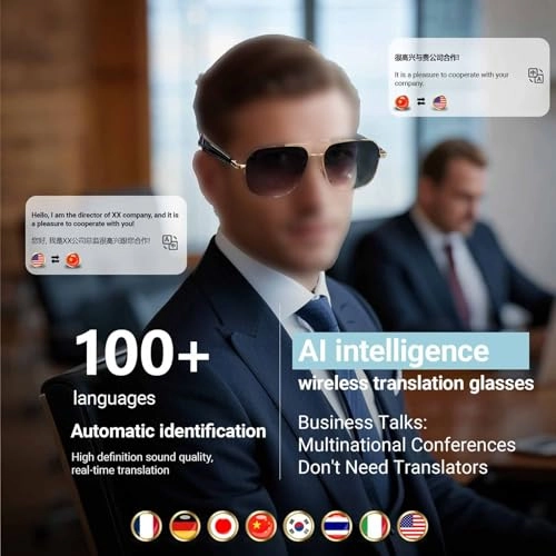 AI Translation Glasses - 134 languages IP65 waterproof Wireless calls
