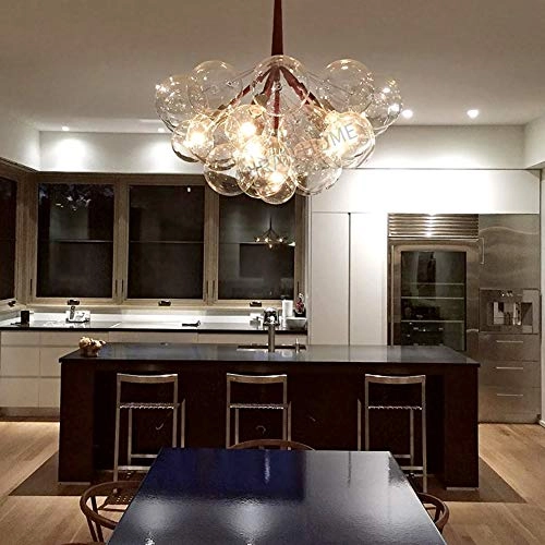 Glass Bubble Ball Chandelier - E27 6 heads Brown