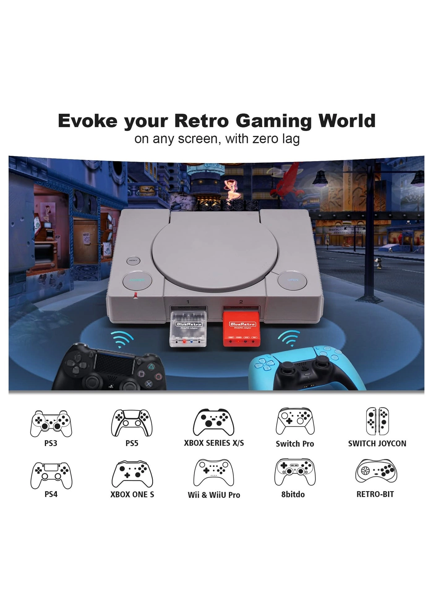 Wireless Controller Adapter - Wireless PS1/PS2 PS3 PS4 PS5 Xbox One S Series X/S Switch Pro