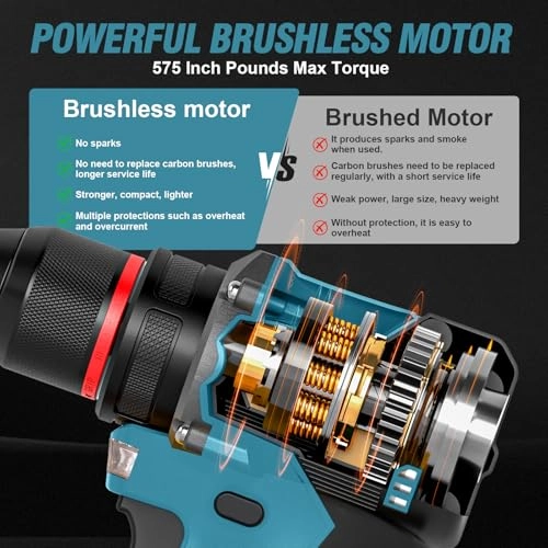 Cordless Brushless Power Drill - 4000 Milliamp Hours
