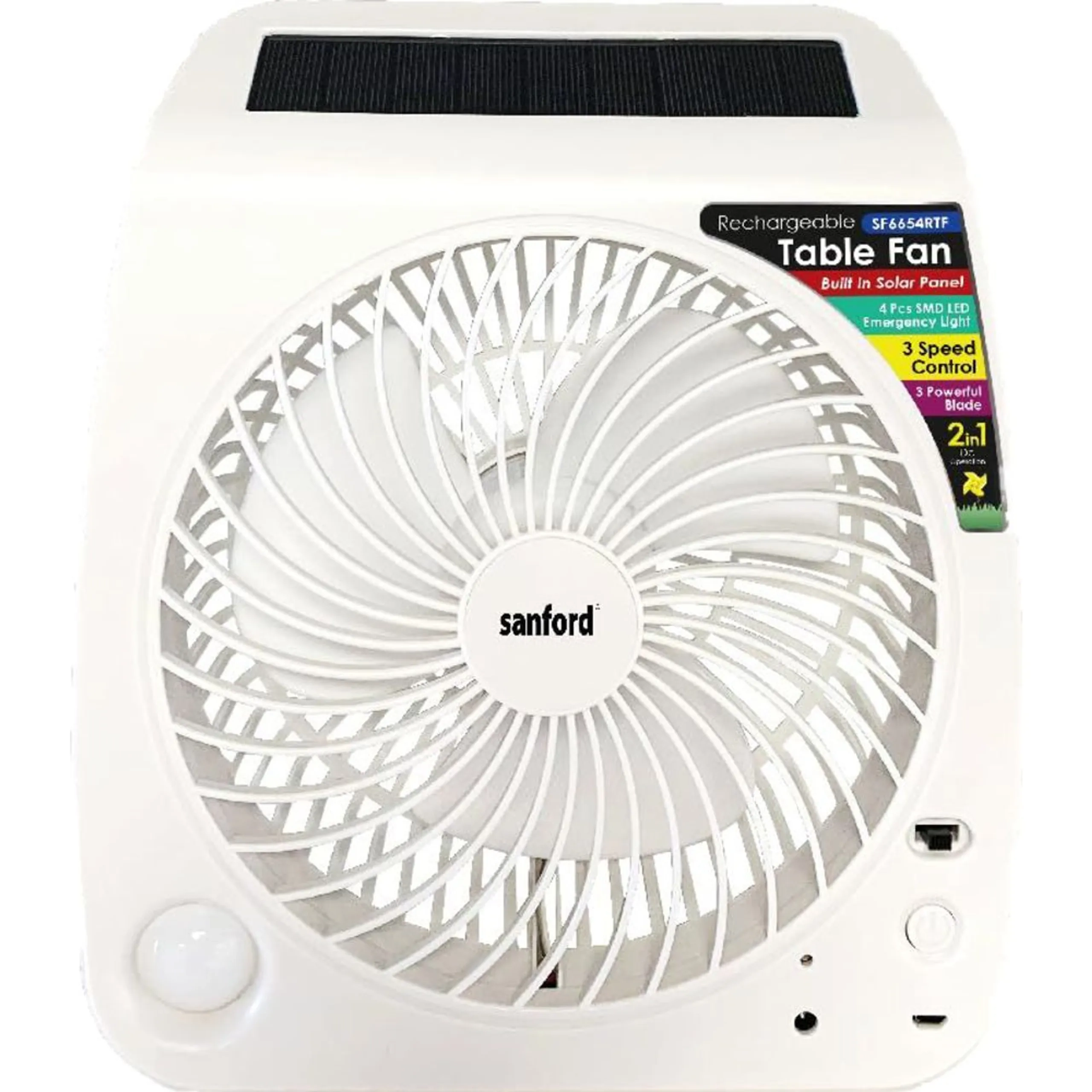 Sanford Rechargeable Table Fan - 7”