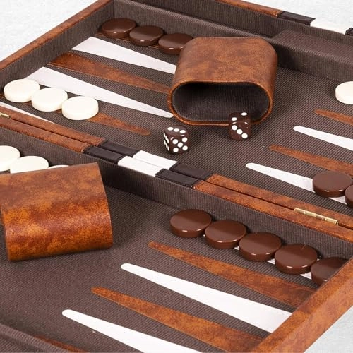 Backgammon Set - Classic Edition Premium Leather Case