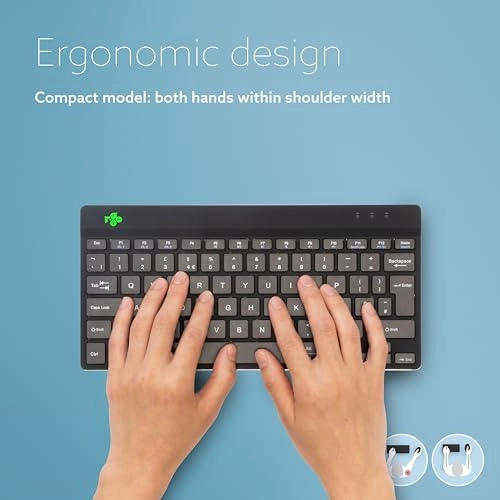 Compact Slim Ergonomic Wireless Keyboard - US Wireless