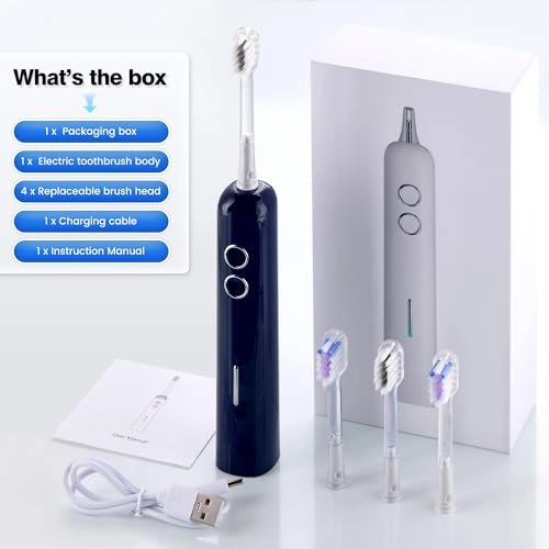 Sweeping Vibrating Electric Toothbrush - 4 Brush Heads 60 Days 3 Modes