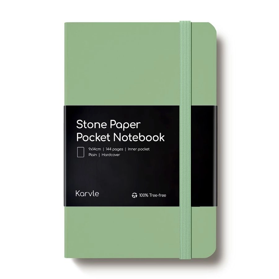 KARVLE Plain Stone Paper Notebook Pocket Hardcover - Blank 144 Pages