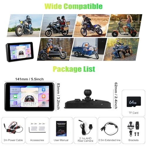 Motorcycle CarPlay Screen - 5 Inches