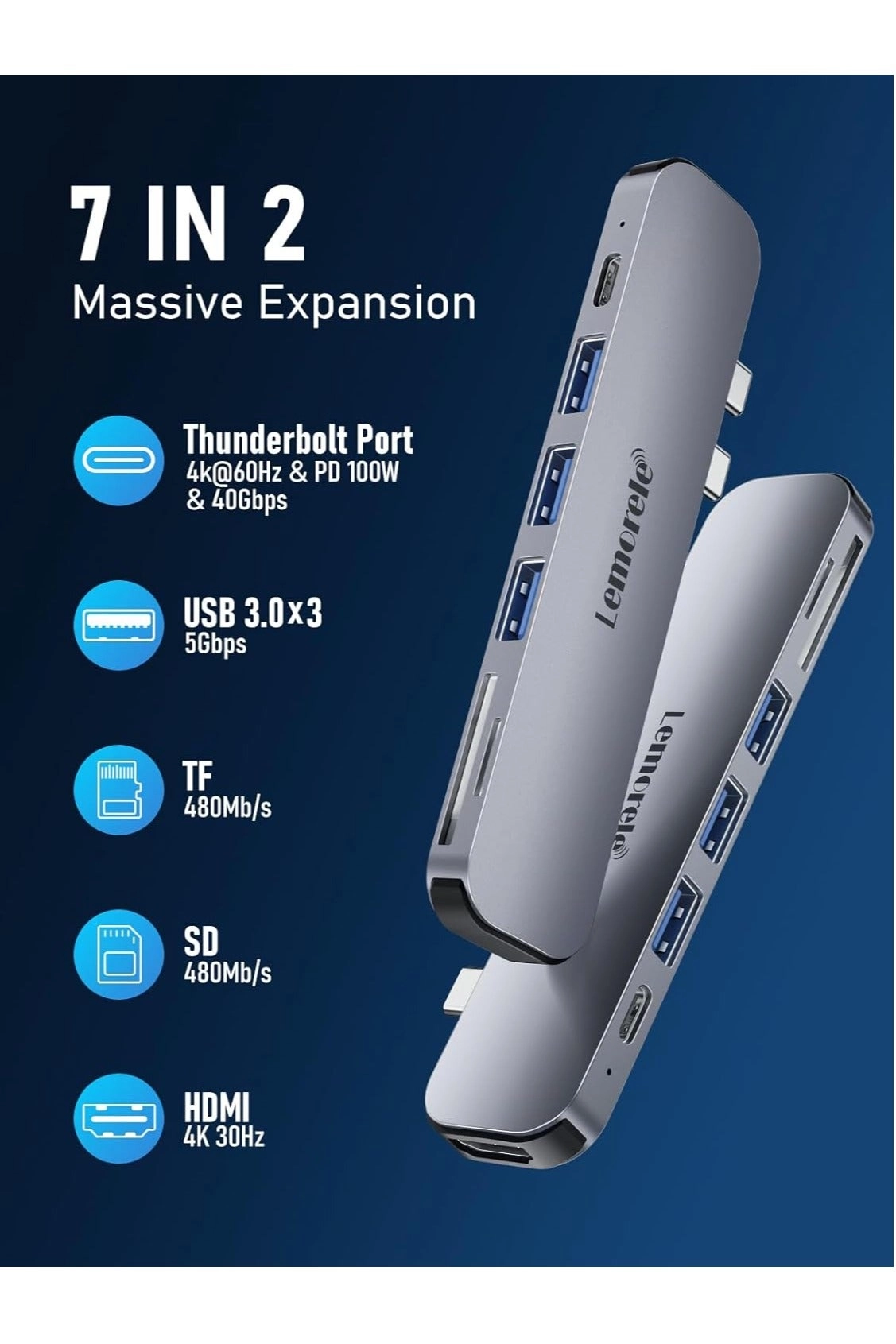 7 in 2 USB C Hub - 4K HDMI 100W PD 40Gbps