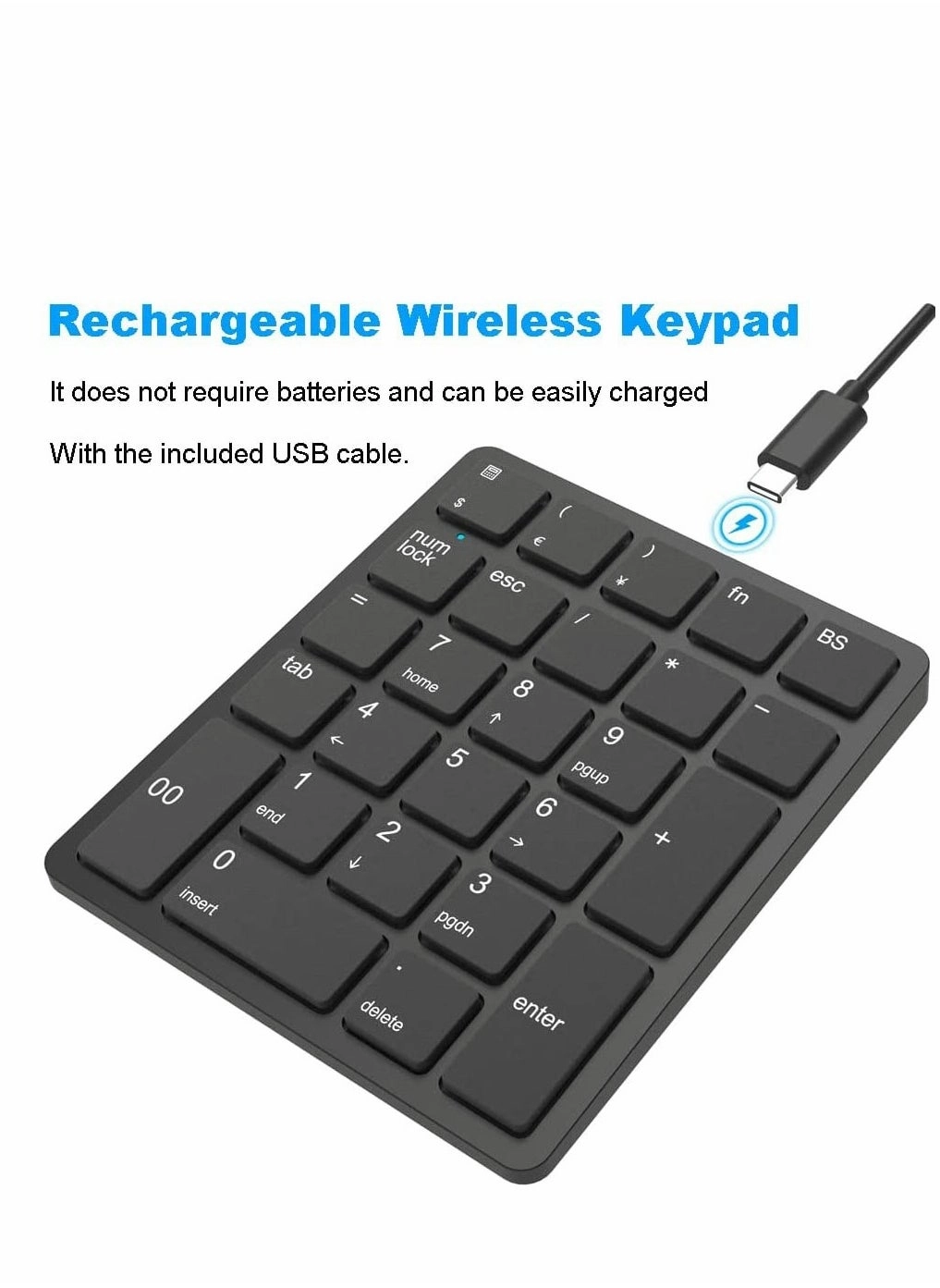 Numeric Keypad - 26 Keys Bluetooth Rechargeable