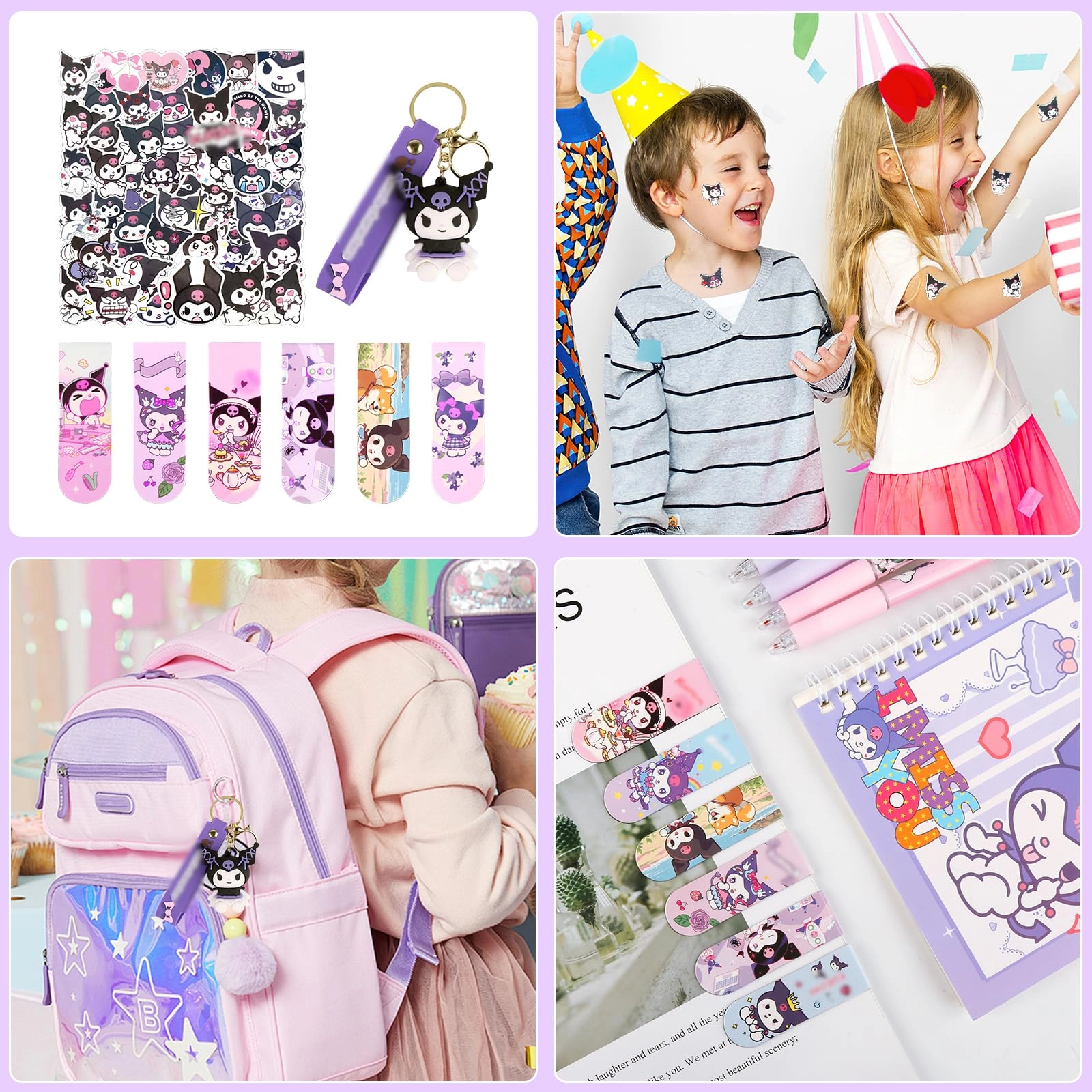 Gel Pens - 6 + Pencil Case - 1 + Notebook - 1 + Stickers - 50 + Bookmarks - 6 + Keychains - 1