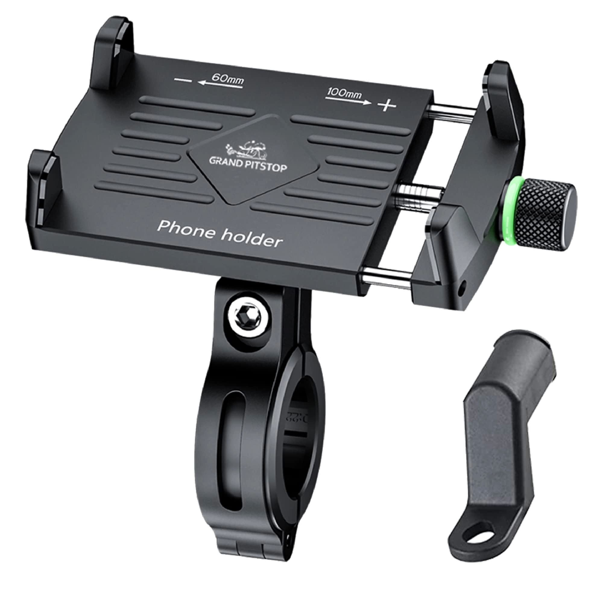 GRAND PITSTOP Motorcycle Phone Holder - Compatible with 4" to 6" Phone 360° Phone Protection Aluminium Clamp