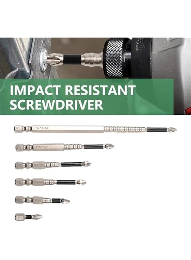 High Magnetic Screwdriver Drill Bits Set - 6-Piece Phillips