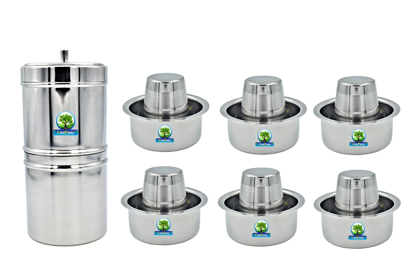 CooPany South Indian Filter Coffee Maker - 450 ML 6-8 Cups + Dabara Set - 6 Set