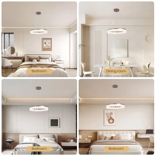 Single Ring White LED Chandelier - 3000K-6000K Dimmable