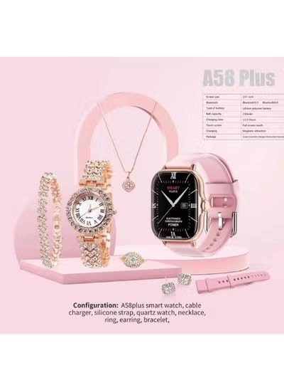 A58 Plus - Bluetooth Call Sleep Monitoring + Diamond Jewellery Set - Crystal-embellished
