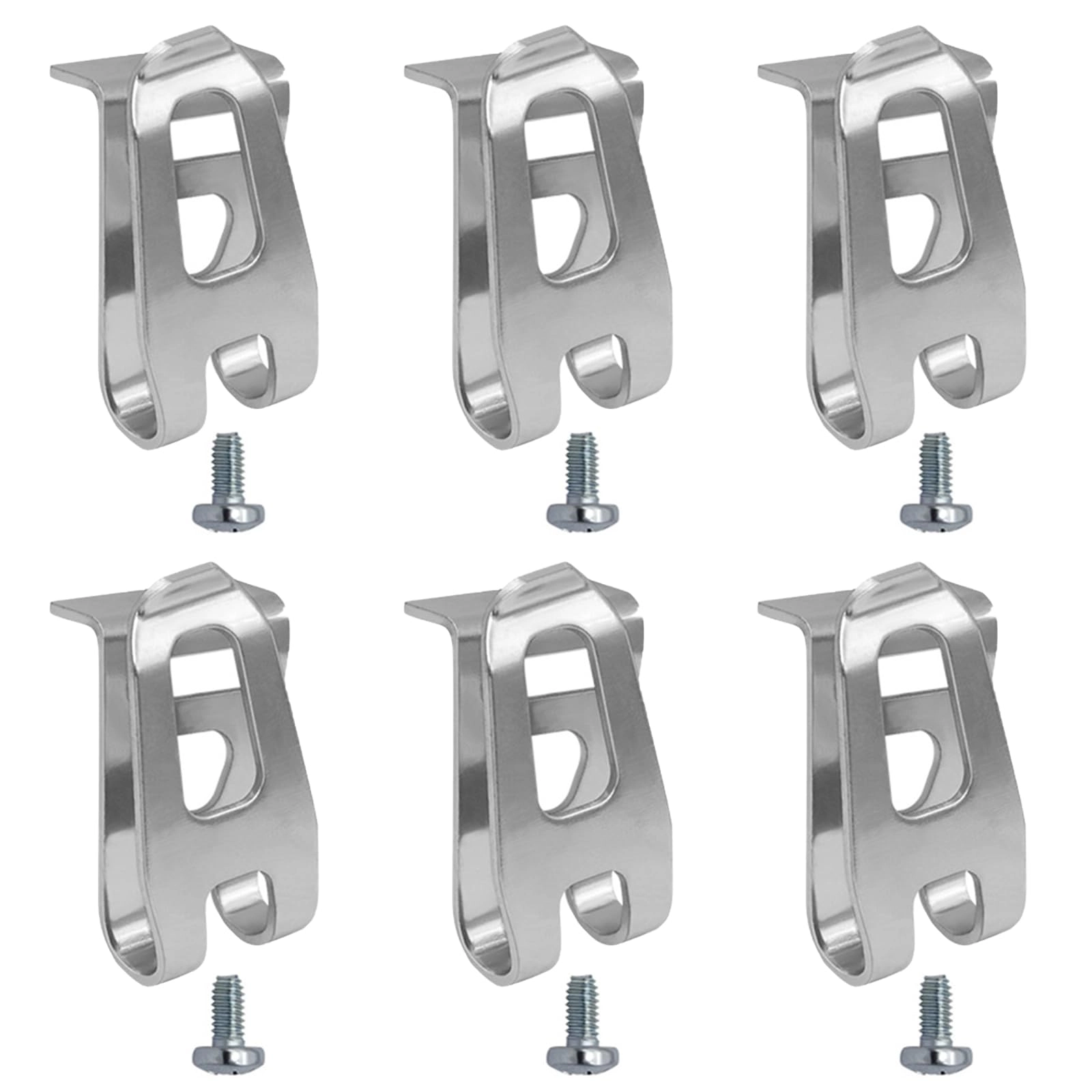 Guanici Drill Clip Hook - Pack of 6 with Screws Stainless Steel