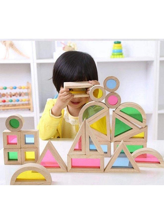 Wood Building Blocks - Rainbow 24 pcs