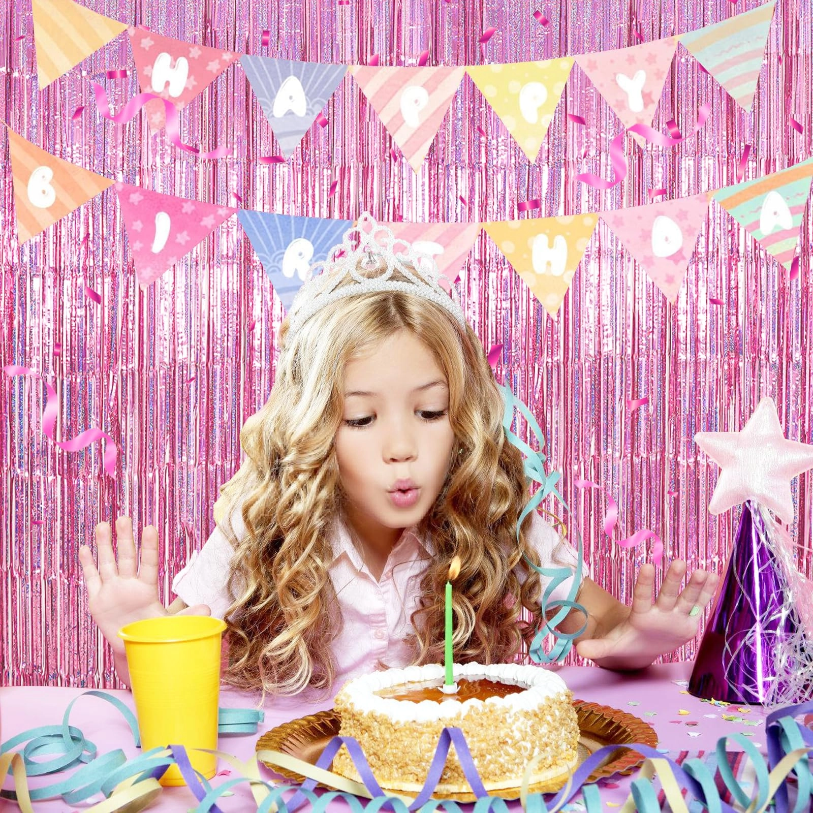 Glitter Tinsel Curtain - 2 Pack Birthday