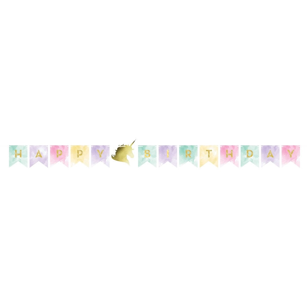 Party Zone W-Twine Shaped Foil Stamp Unicorn Sparkle Banner