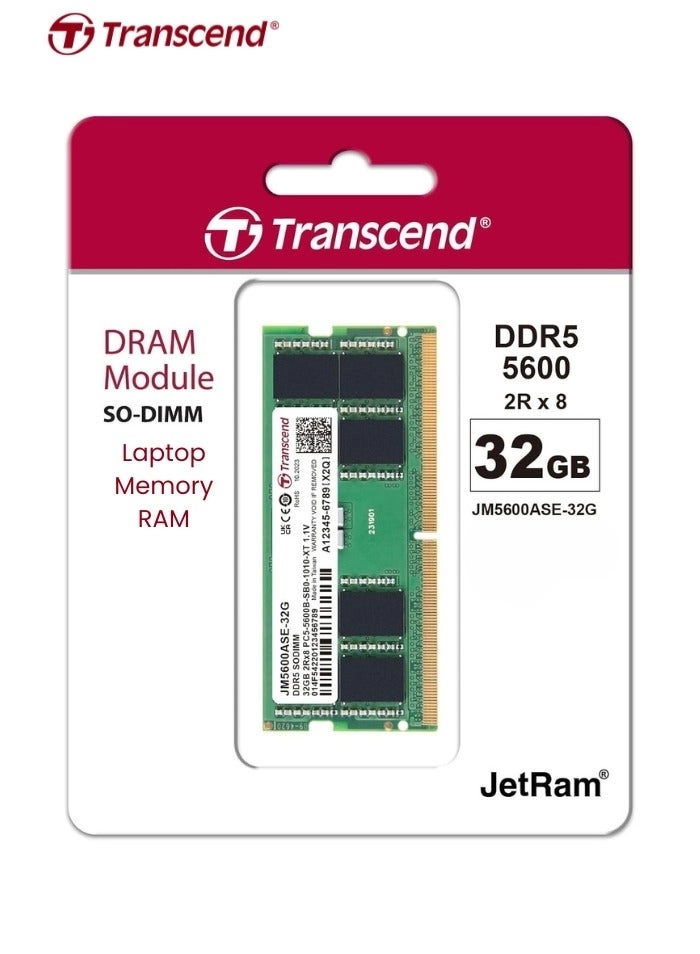 JM5600ASE-32G - 32GB 5600MHz SO-DIMM DDR5