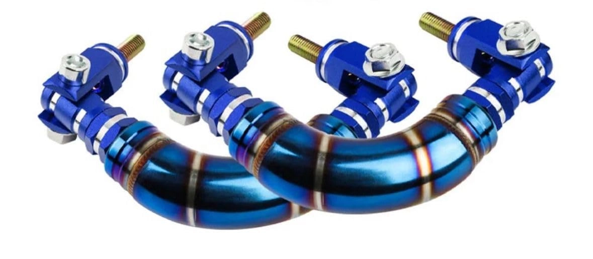 auto mt JDM Titanium Roll Bar Grab Support - 2X Titanium Blue