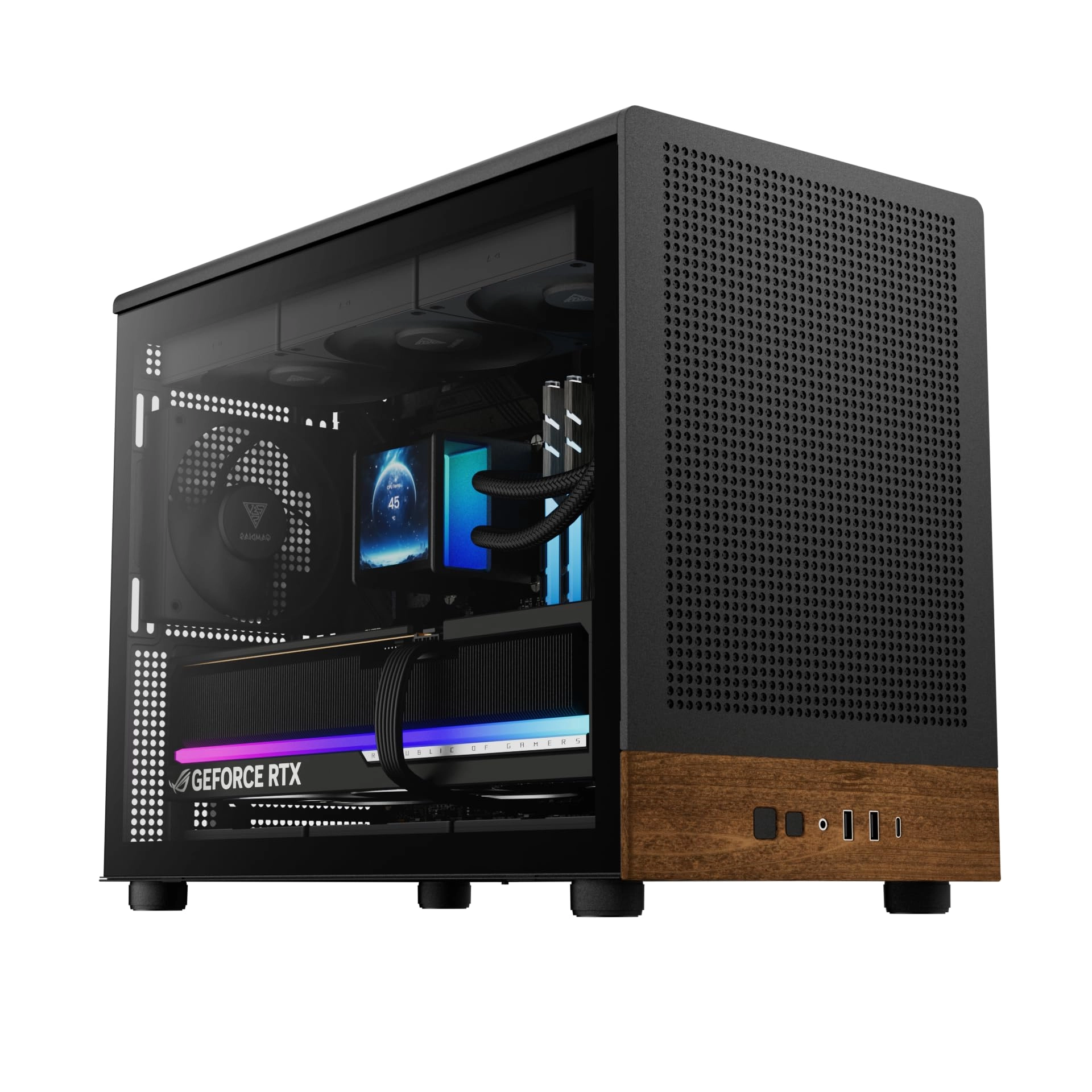 GAMDIAS ATHENA M4M WOOD - tempered glass side panel microATX miniITX