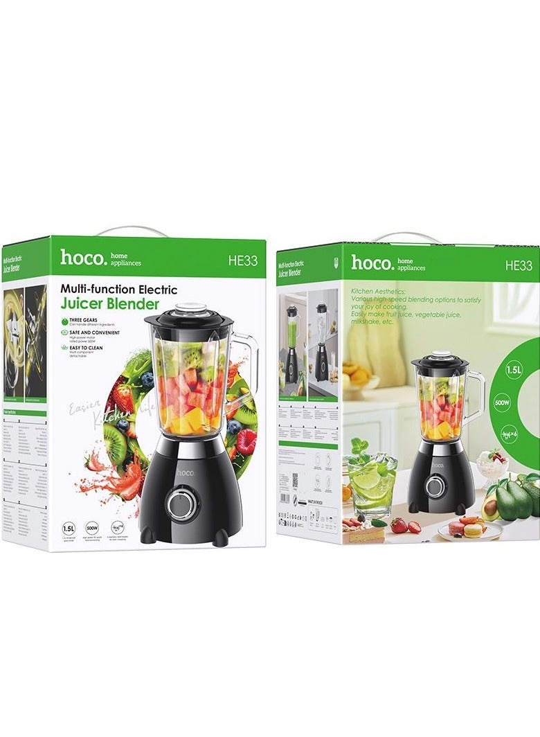 Electric Retro Juicer Maker Fruit Blender - 500W 1.5L