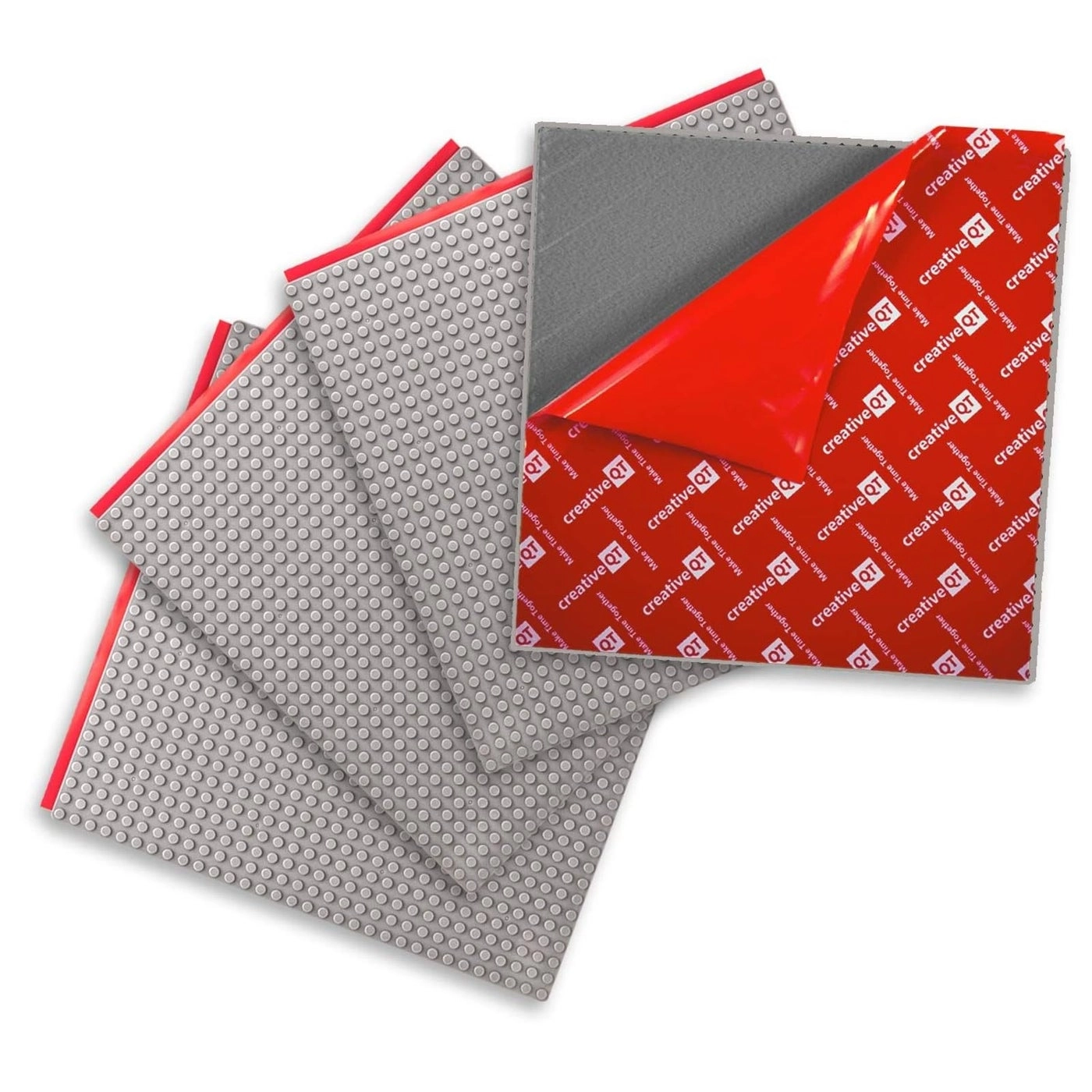 Creative QT Peel-and-Stick Building Baseplates - 4-Pack 10 x 10 in Gray