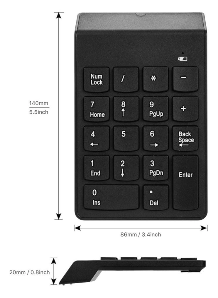 Numeric Keypad - Wireless 2.4GHz 18 keys