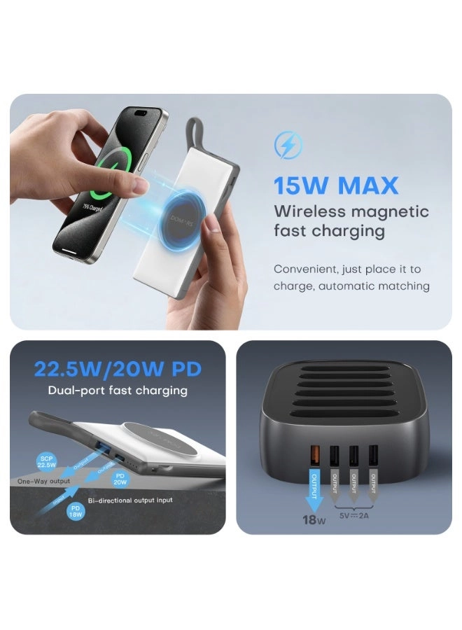 Magnetic Power Bank - 6 X 10000mAh 22.5W Fast charging Wireless charging